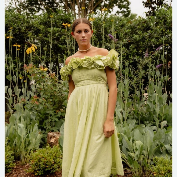 The Corina Ruffled Dress by Maeve in light green - Picture 6 of 14